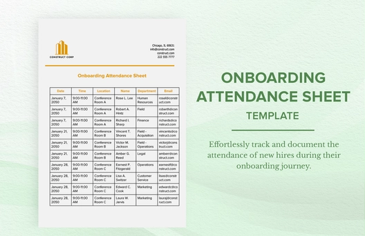 Onboarding Attendance Sheet Template