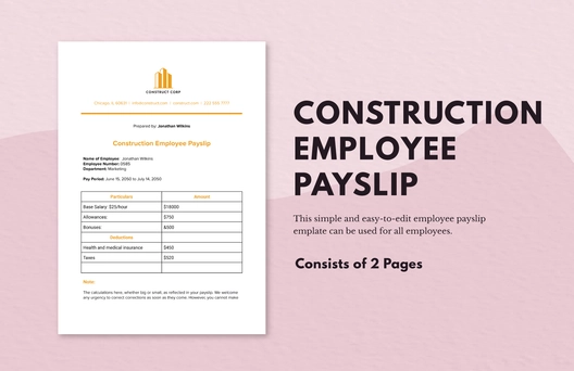 Construction Employee Payslip