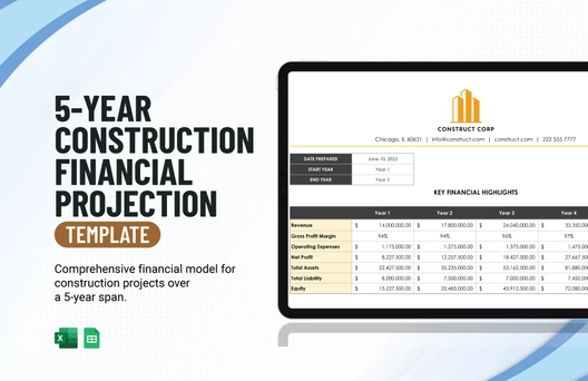 5-Year Construction Financial Projection Template 5-Year Construction Financial Projection Template