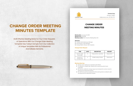 Change Order Meeting Minutes Template