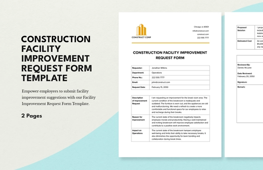 Construction Facility Improvement Request Form Template