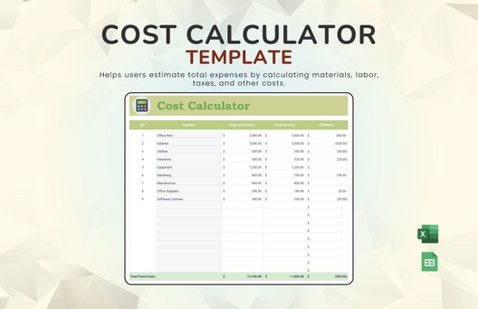 Cost Calculator Template