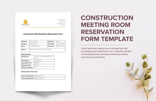 Construction Meeting Room Reservation Form Template