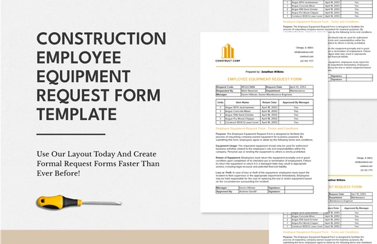 Construction Employee Equipment Request Form