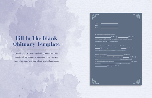 Fill In The Blank Obituary Template