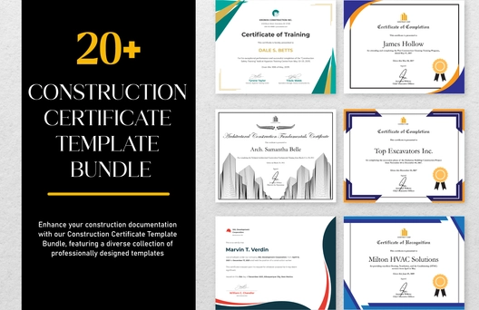 20+ Construction Certificate Template Bundle