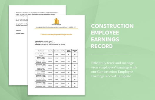 Construction Employee Earnings Record