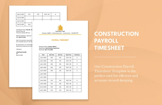 Construction Payroll Timesheet Template