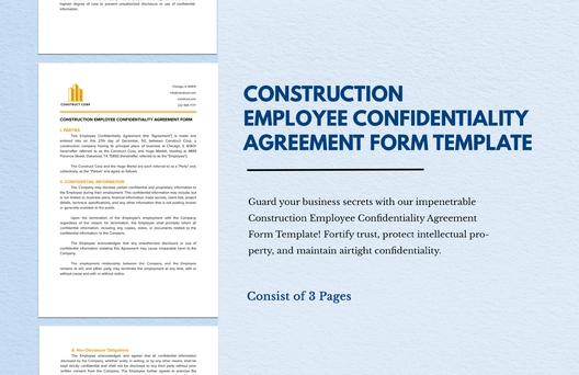 Construction Employee Confidentiality Agreement Form