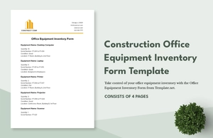 Construction Office Equipment Inventory Form