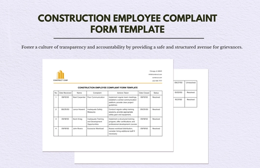 Construction Employee Complaint Form