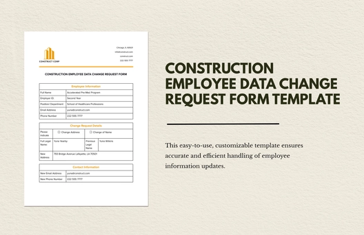 Construction Employee Data Change Request Form