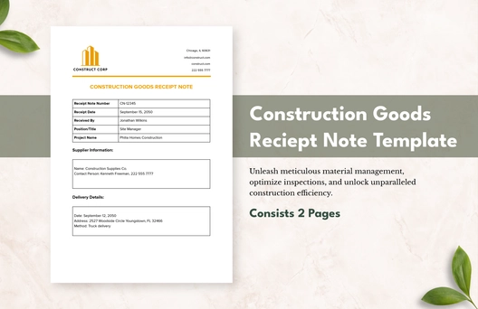 Construction Goods Receipt Note Template
