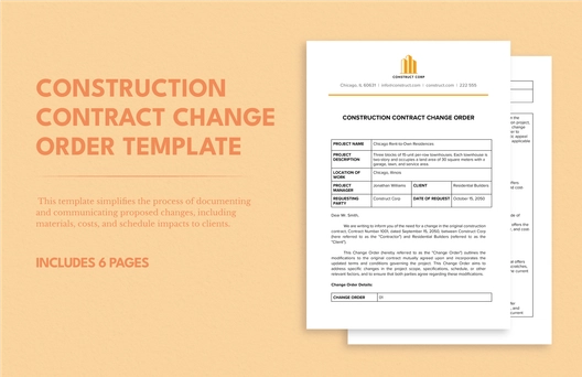 Construction Contract Change Order Template