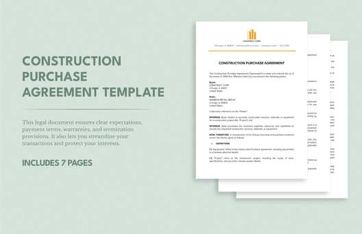 Construction Purchase Agreement Template