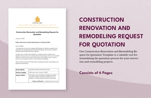 Construction Renovation and Remodeling Request for Quotation Template