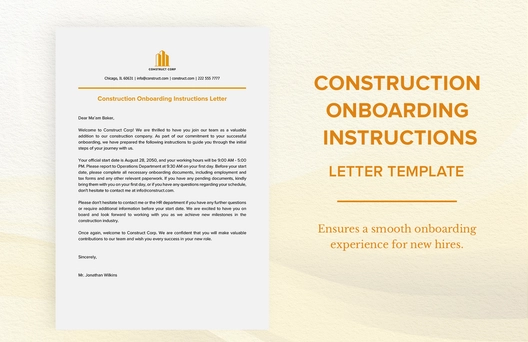 Construction Onboarding Instructions Letter Template
