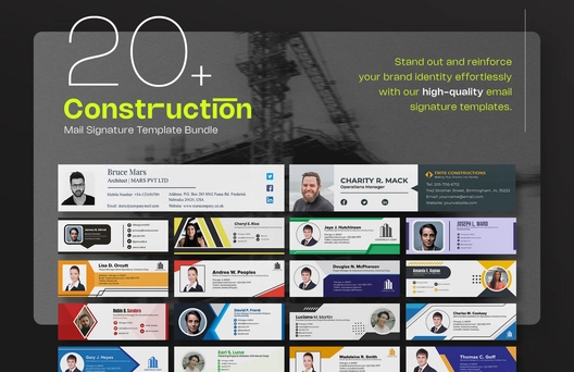 20+ Construction Email Signature Template Bundle