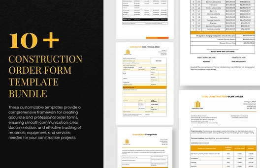 10+ Construction Order Form Template Bundle