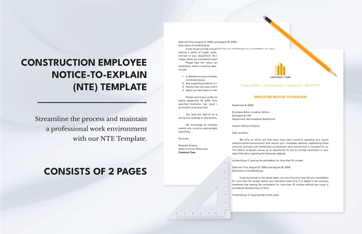 Construction Employee Notice-To-Explain (NTE) Template