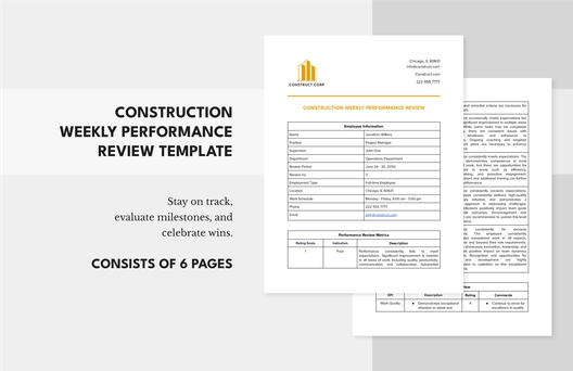 Construction Weekly Performance Review Template