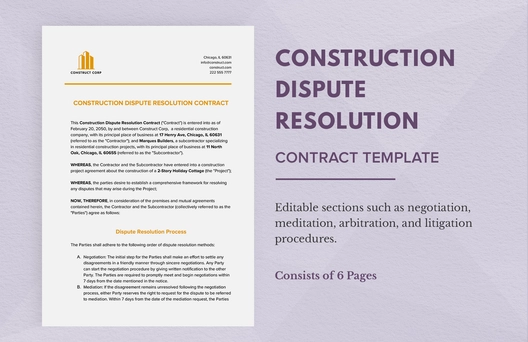 Construction Dispute Resolution Contract Template
