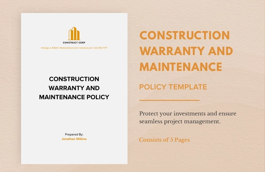 Construction Warranty and Maintenance Policy Template