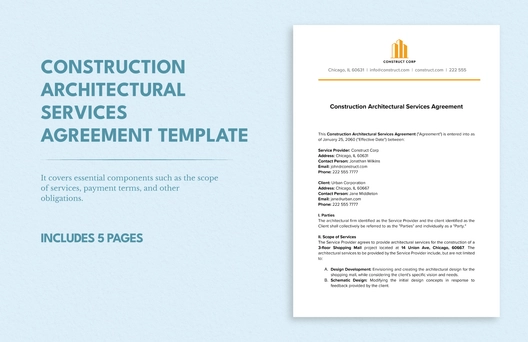 Construction Architectural Services Agreement Template