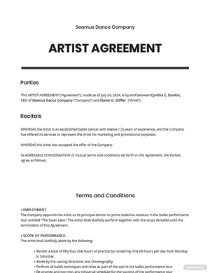 Artist Agreement Template