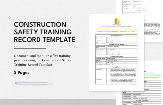 Construction Safety Training Record Template