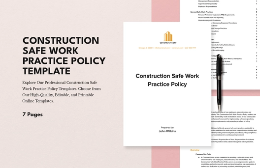 Construction Safe Work Practice Policy Template