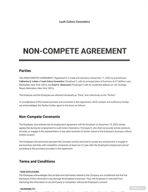 Non-Compete Agreement Template