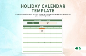 Holiday Calendar Template