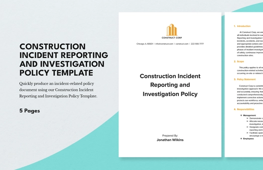 Construction Incident Reporting and Investigation Policy Template