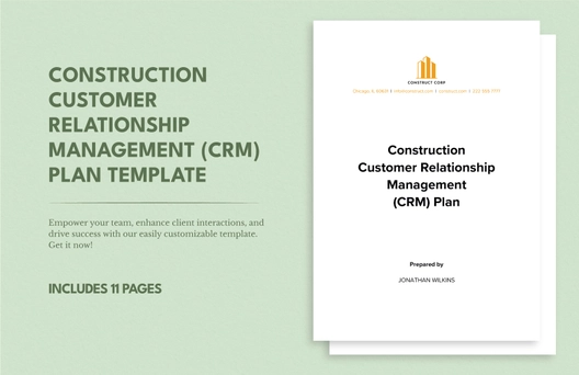 Construction Customer Relationship Management (CRM) Plan Template