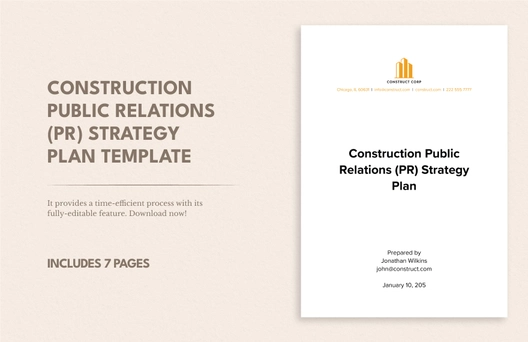 Construction Public Relations (PR) Strategy Plan Template