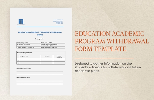 Education Academic Program Withdrawal Form Template