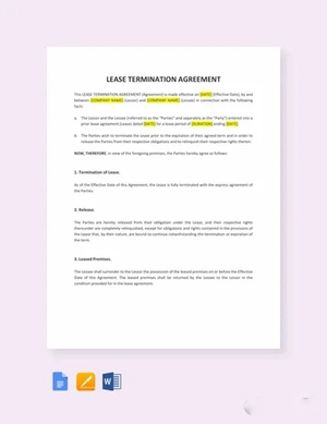 Mutual Lease Termination Agreement Template