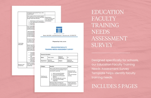 Education Faculty Training Needs Assessment Survey