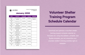 Volunteer Shelter Training Program Schedule Calendar Volunteer Shelter Training Program Schedule Calendar