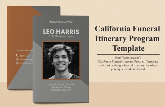 California Funeral Itinerary Program Template California Funeral Itinerary Program Template