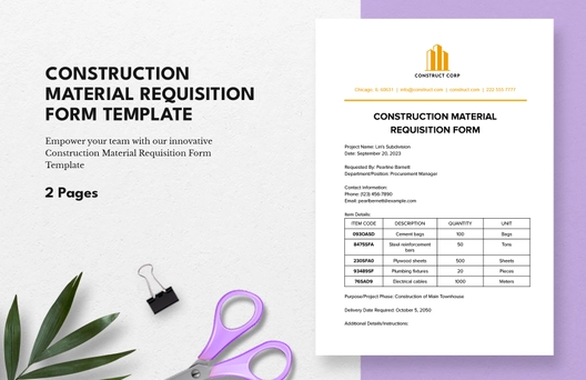 Construction Material Requisition Form Template