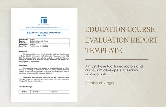 Education Course Evaluation Report Template Education Course Evaluation Report Template
