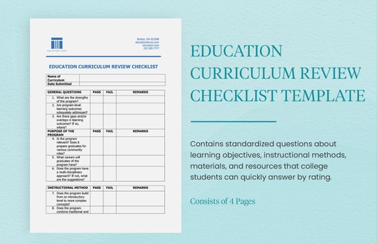 Education Curriculum Review Checklist Template Education Curriculum Review Checklist Template