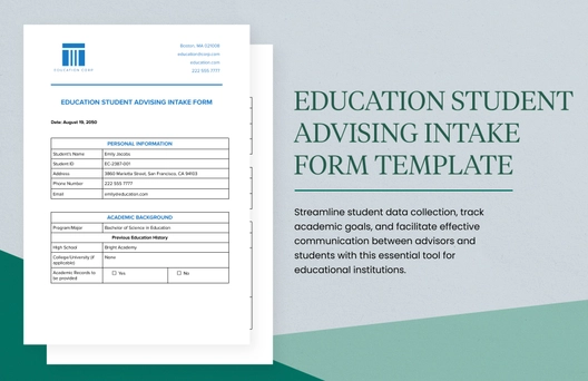 Education Student Advising Intake Form Template Education Student Advising Intake Form Template