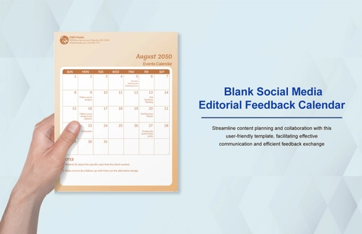 Blank Social Media Editorial Feedback Calendar