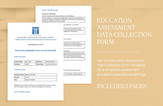 Education Assessment Data Collection Form