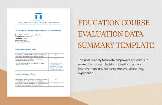 Education Course Evaluation Data Summary Template