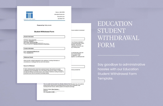 Education Student Withdrawal Form Education Student Withdrawal Form