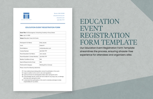 Education Event Registration Form Template